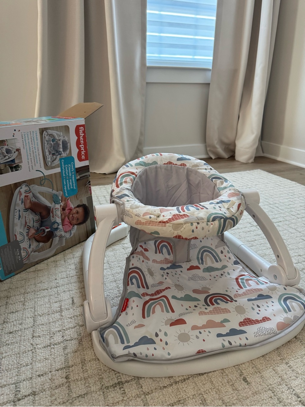 Fisher-Price Neutral Rainbow and Cloud Baby Floor Seat